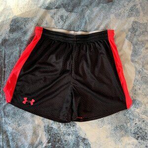 Ladies Under Armour Black and Neon Mesh Shorts, Medium